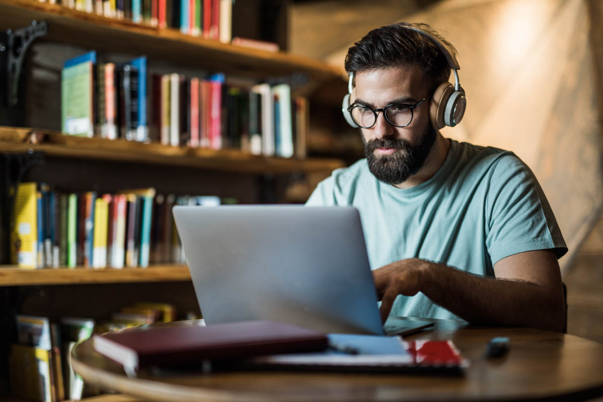 University Student Doing Research.