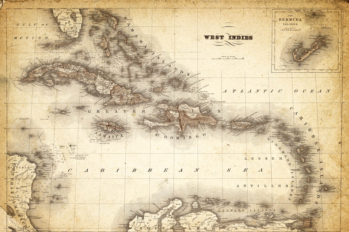 caribbean map from 1852