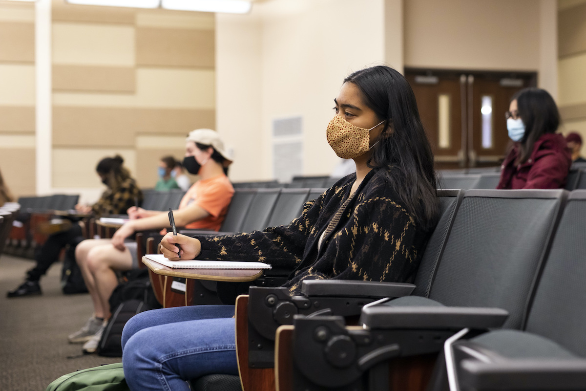 students masked in class