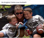 Instagram photo of Dawn with Matthew and brother as children sitting in chairs outside at a UCF football game.