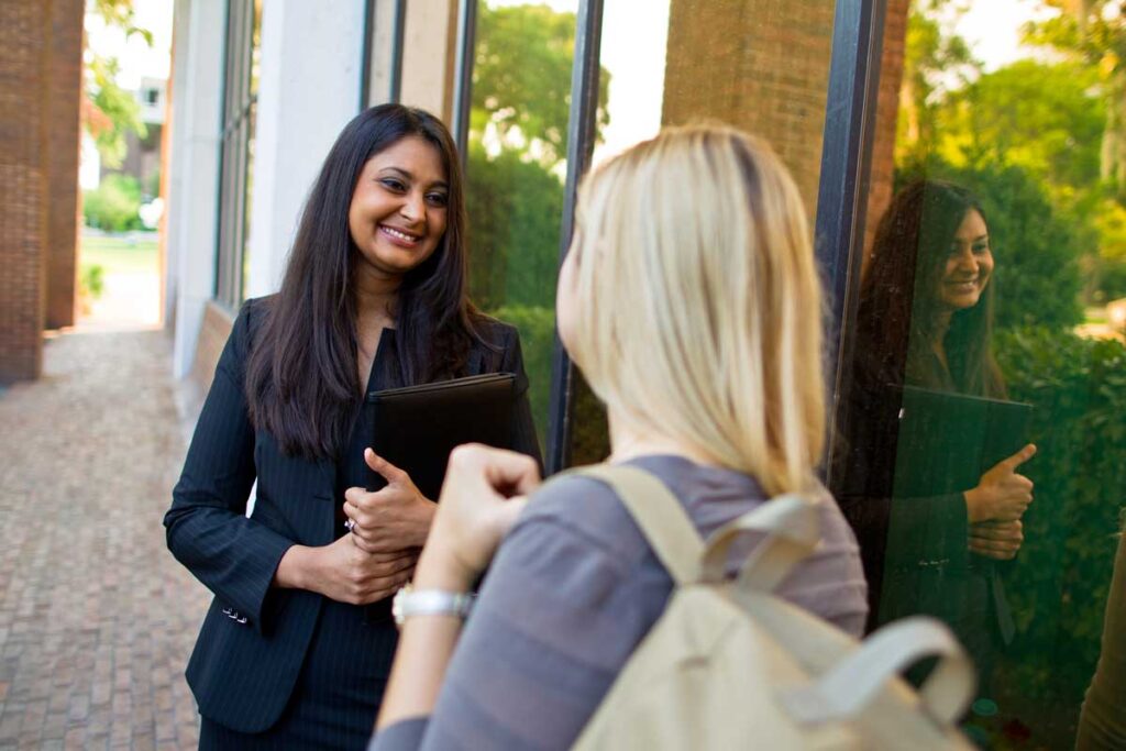 University Ombuds Officer Shreya Trivedi meets with a member of the UCF community.
