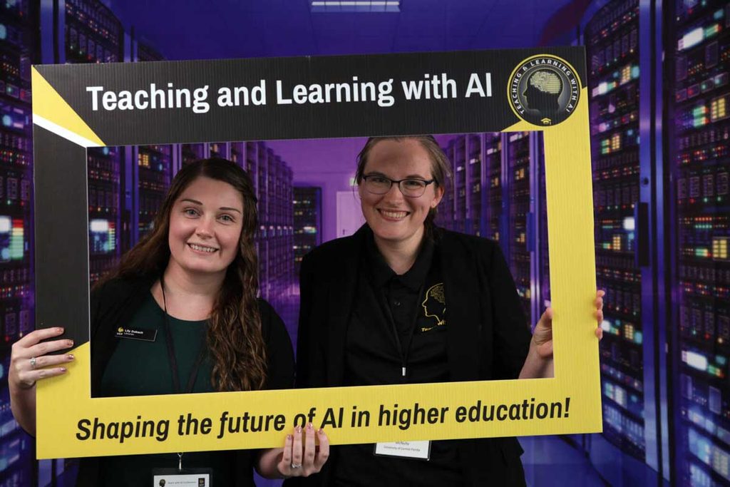 Lily Dubach and Rebecca McNulty together at UCF’s Teaching and Learning with AI Conference.